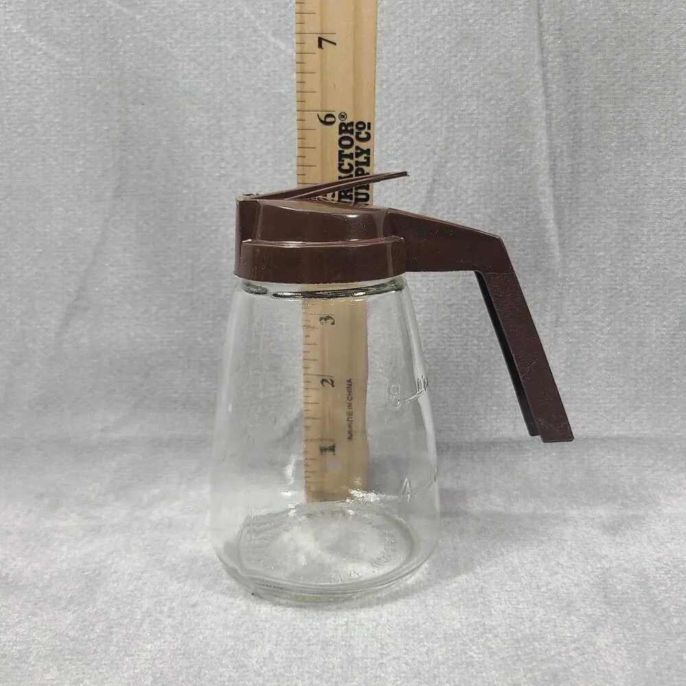 Vintage Federal Housewares Diner Style Glass Syrup Dispenser Brown Lid Retro 5